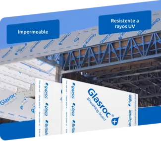 Glasroc x Placa para fachadas; impermeable, resistente a rayos UV