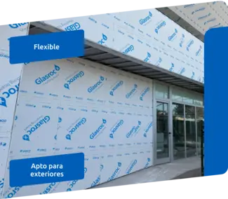 Glasroc x Placa para fachadas; flexible, apto para exteriores